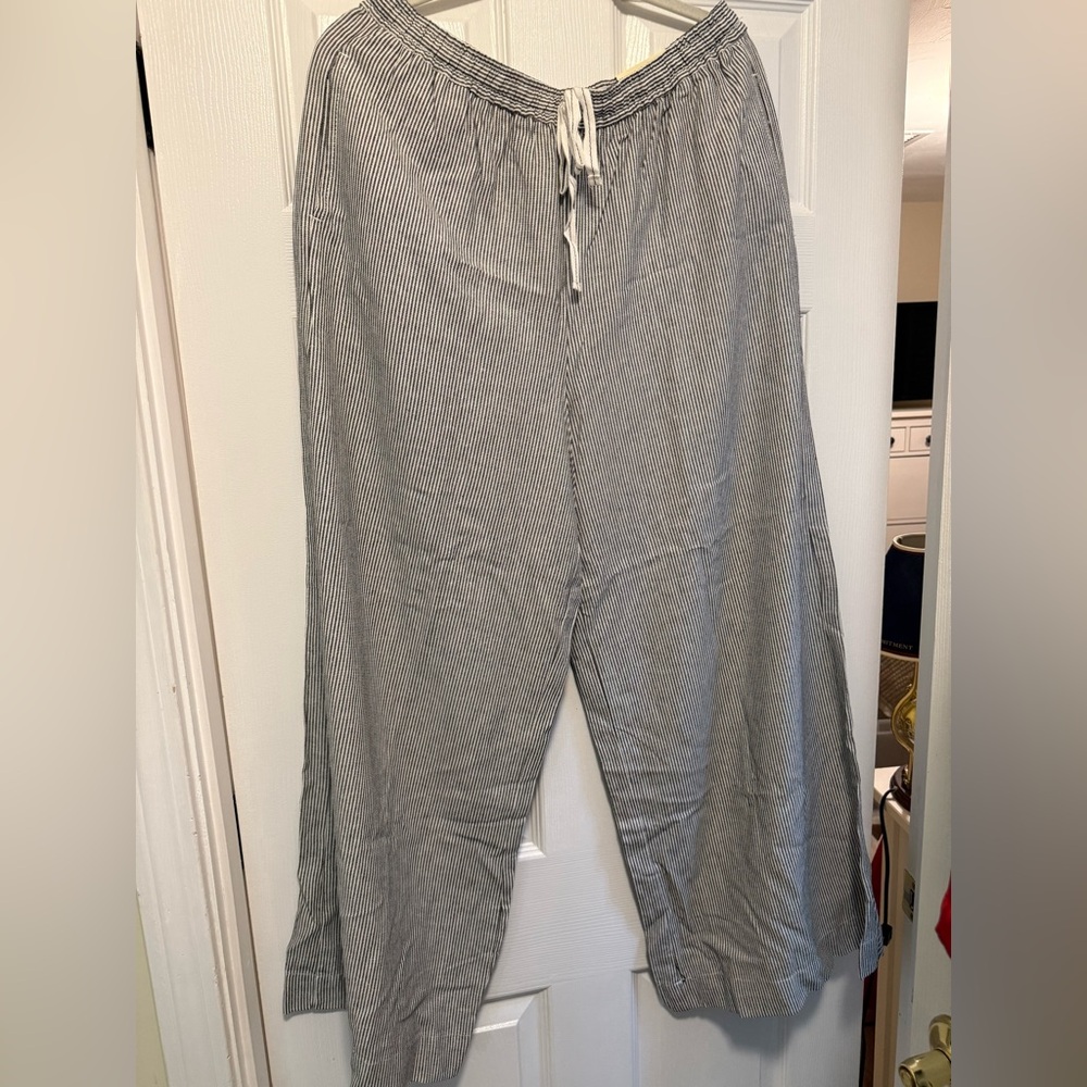 Max Studio wide leg linen striped trouser size XL